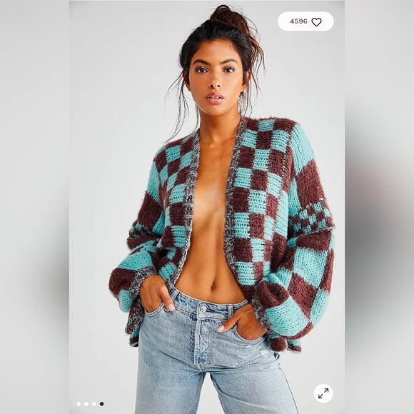 Free People Aldrin Cardi Cardigan Sweater in Juniper Berry Combo | Size M/L - Picture 4 of 11